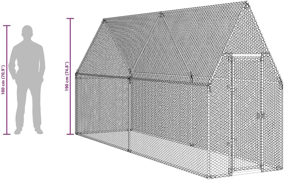 Kippenkooi – Kippenren – Poultry Cage – Kippenhok – Gevogelte Ren – 400x170x177 cm – Gegalvaniseerd Staal – Weerbestendig & Ruim