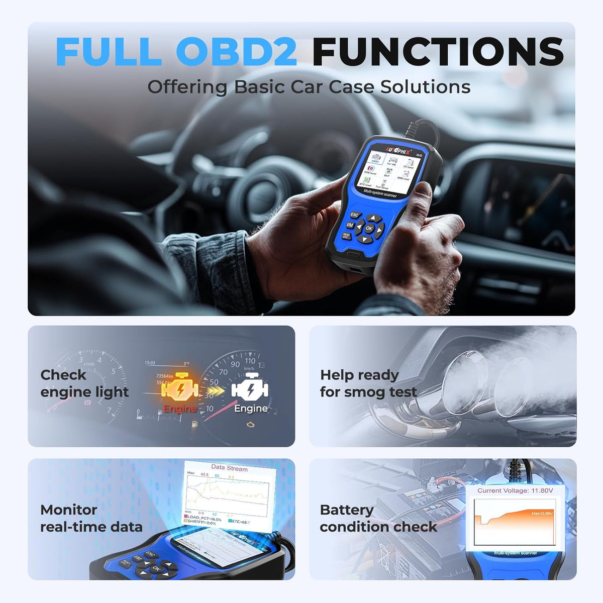 AUTOPHIX Elite Volledige Systemen Diagnostische Scan Tool Compatibel met VW Automotive Volledige Functies OBD2 Scanner Code Reader Batterij Registratie Tool Compatibel met VW Audi Na 1996