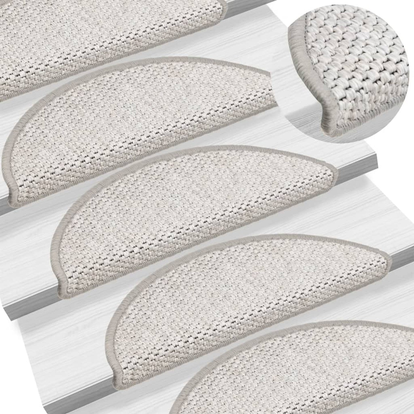 Trapmatten – Traptredenbekleding – Traptrede Matten – Traplopers – Trapbekleding Zelfklevend – Sisal Look – Set Van 15 Stuks – 56x17x3 cm – Antislip & Duurzaam