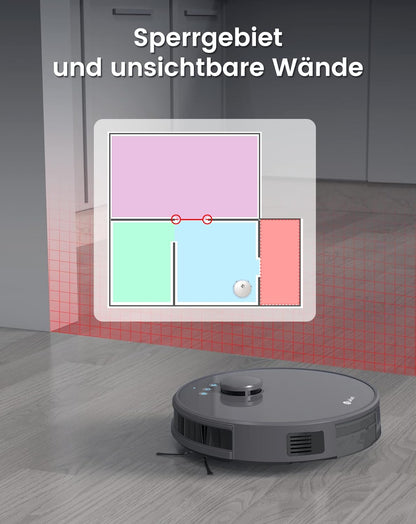 LEFANT M1G Robotstofzuiger met dweilfunctie, 4000 Pa, LiDAR-navigatie, meerlaagse mapping, virtueel gebied, verbonden met Alexa/APP/WiFi, perfect voor dierenharen, tapijten, harde vloeren