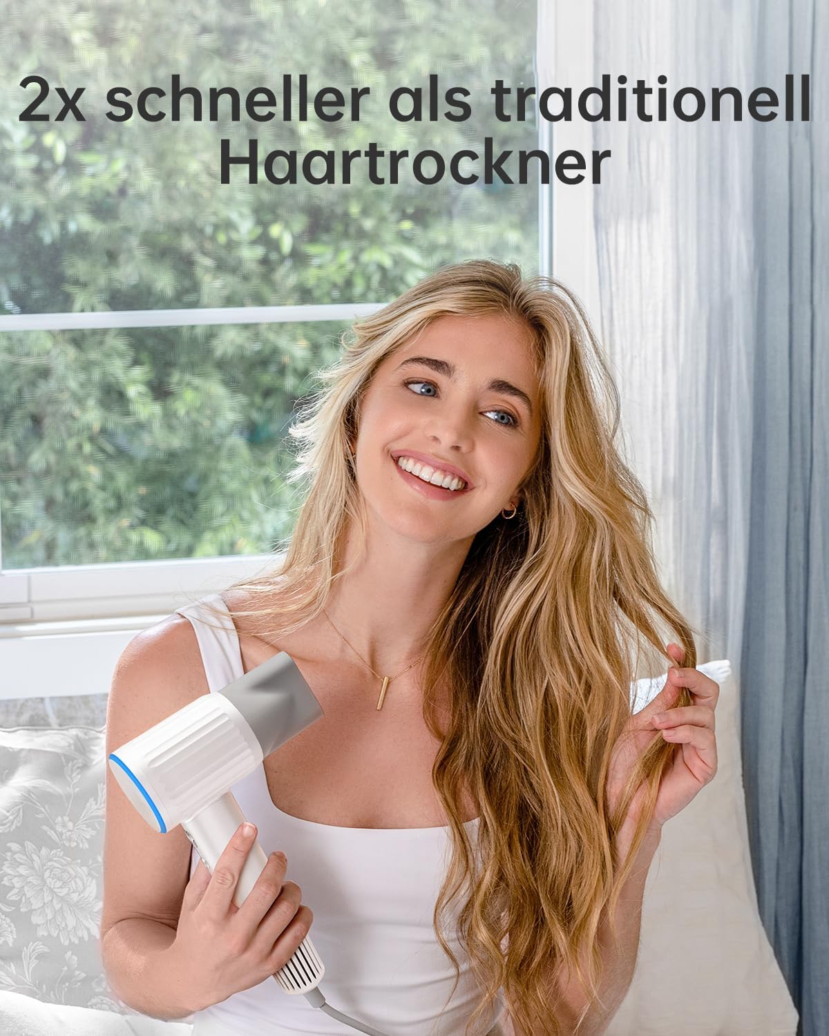 Laifen Haardroger, retroserie, 200 miljoen negatieve ionen, föhn met 110.000 omw/min, borstelloze motor voor snel drogen, föhn met hoge snelheid, geluidsarm, met diffuser voor thuis, op reis, wit