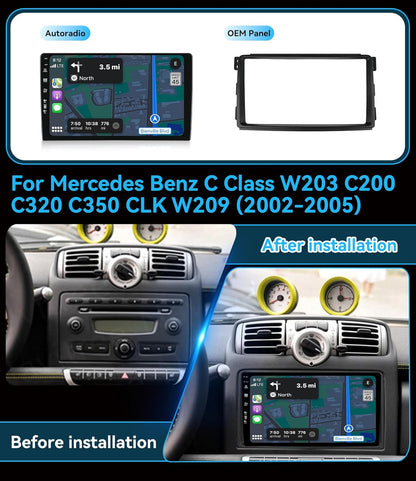 MSD 6G + 128G - Autoradio Voor Mercedes-Benz Smart fortwo 451 (2005-2010) | Android 15 GPS Navi Radio | CarPlay Android Auto Stuurwiel WiFi DSP Dab 4G Bluetooth | MIC Camera | Octa-Core 2 Din 9 Inch