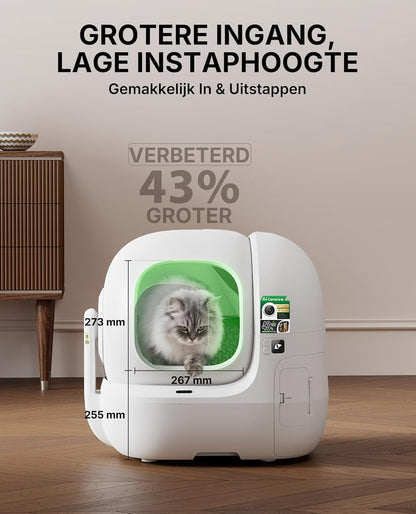 PETKIT PUROBOT MAX PRO 2 Zelfreinigende Kattenbak, Grotere Ingang, AI Camera, Automatisch Kattenbak, 2.4G en 5G Wifi, App-Control, Gezondheidstracering, Geurverwijdering, 76L, Voor Meerdere Katten