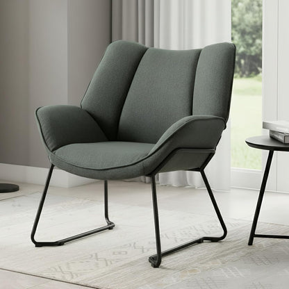 chairus Linen Armchair for Living Room Upholstered Bath Chair Single Occasional Accent Chair with Metal Legs (Green) - QUORE