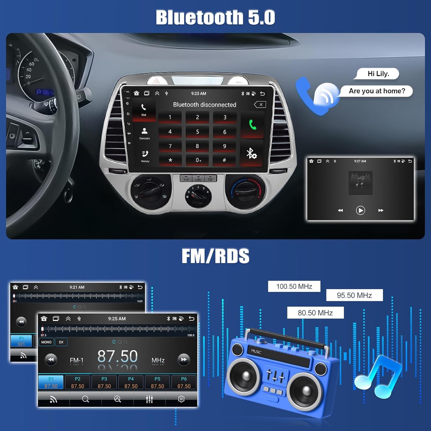 Autoradio Hyundai i20 2008-2012 – Multimedia Systeem – Navigatie Unit – DAB Radio – GPS Speler – Android 13 Besturingssysteem – 8-Kern Processor & Draadloze CarPlay