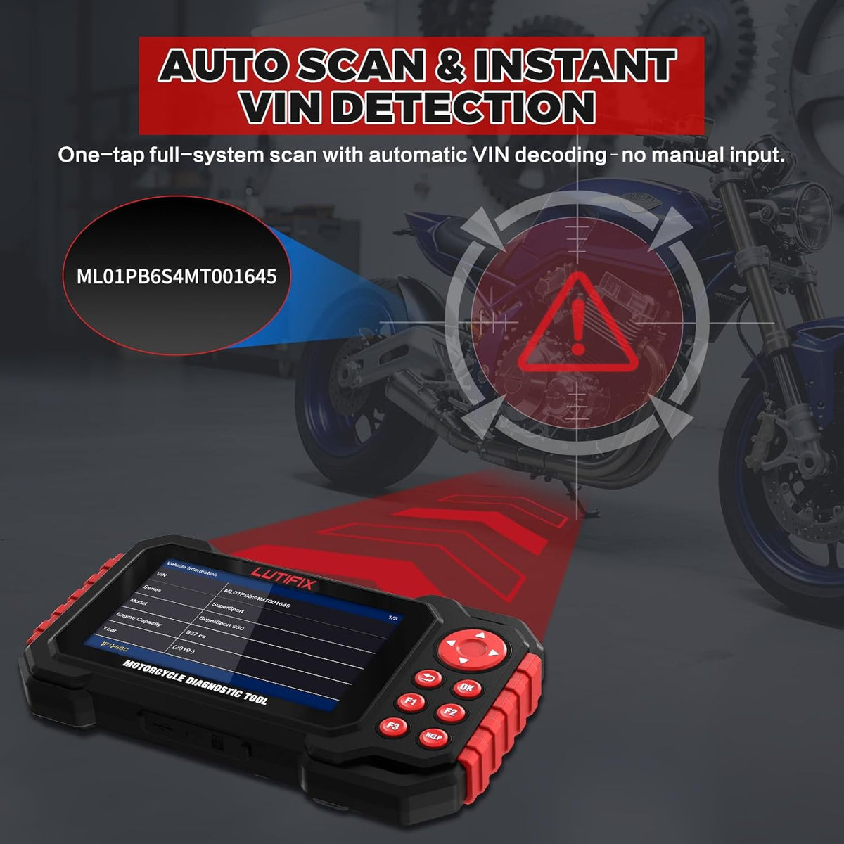 Motordiagnoseapparaat, M7 Motorcycle OBD2 Scanner Full Systems ondersteunt meer dan 70 wereldwijde merken, heeft meer dan 100 functies, een codelezer, wifi-update met één klik en een 5-inch IPS-scherm