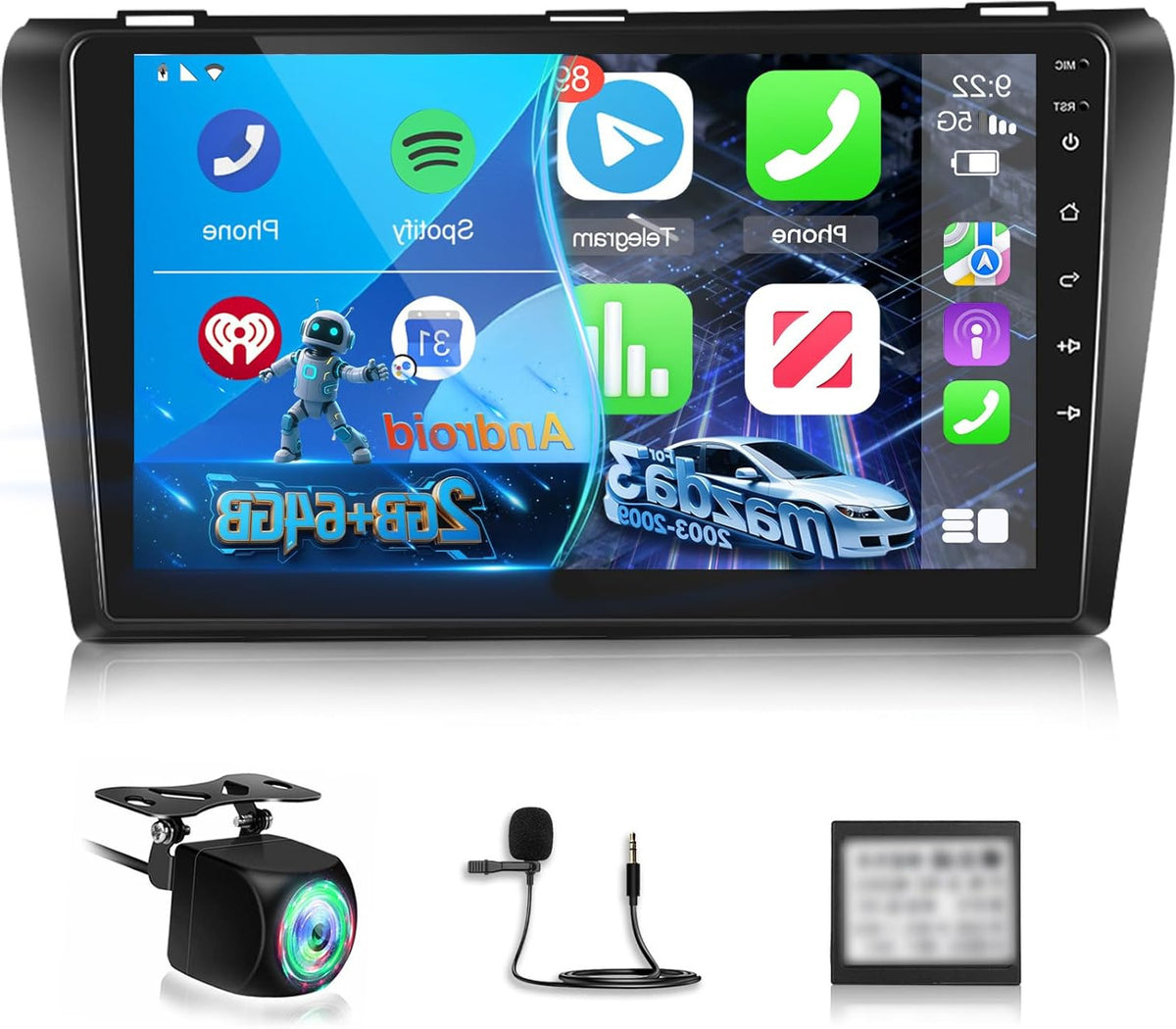 Android Autoradio – Car Stereo – Headunit – Multimedia Systeem – Touchscreen Radio – 9 Inch IPS Display – Draadloos Carplay & Android Auto