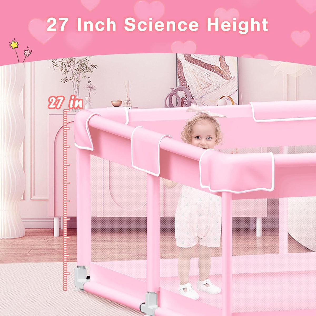 Baby playpen 1.2 * 1.2 m Pink - QUORE