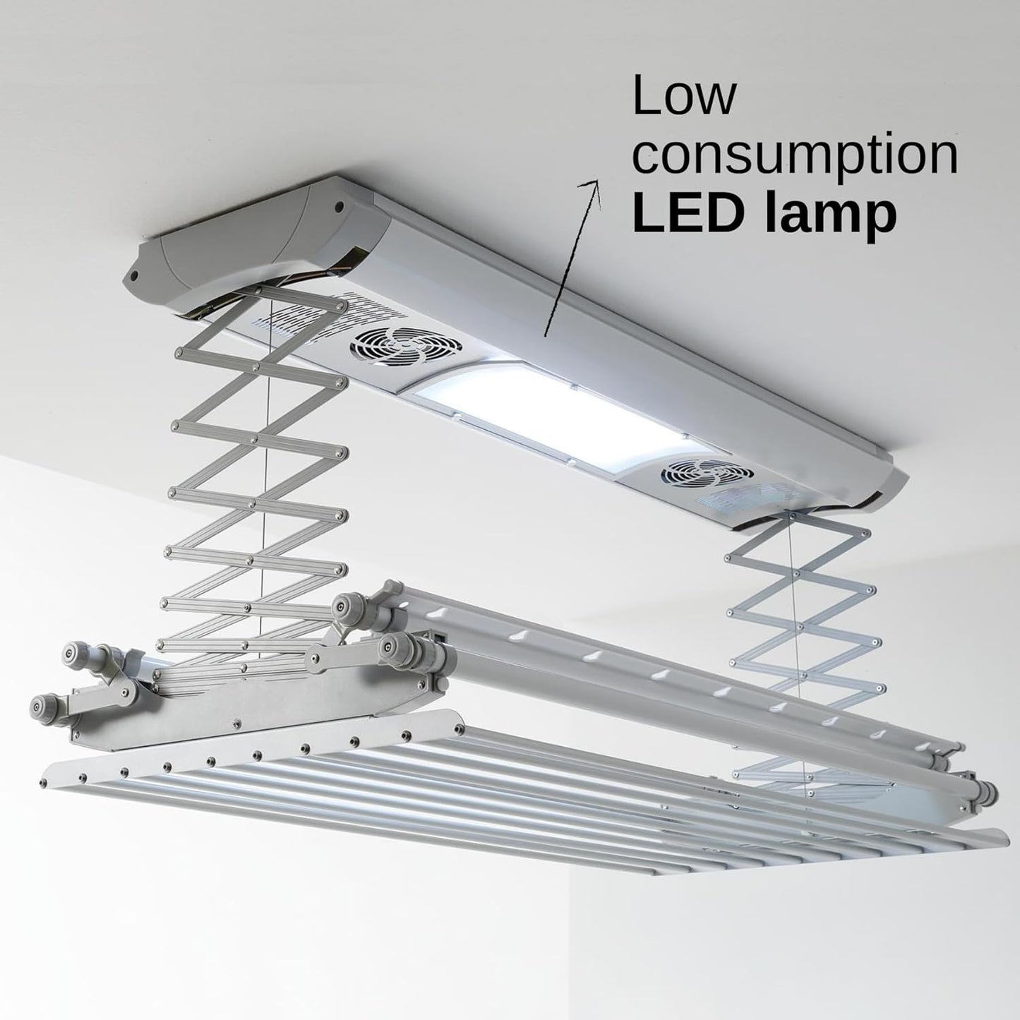 Elektrisch droogrek – Plafonddroogrek – Muurdroogrek – Wasrek – Uitschuifbaar droogrek – Draagvermogen 35 kg – Afstandsbediening met LED-verlichting