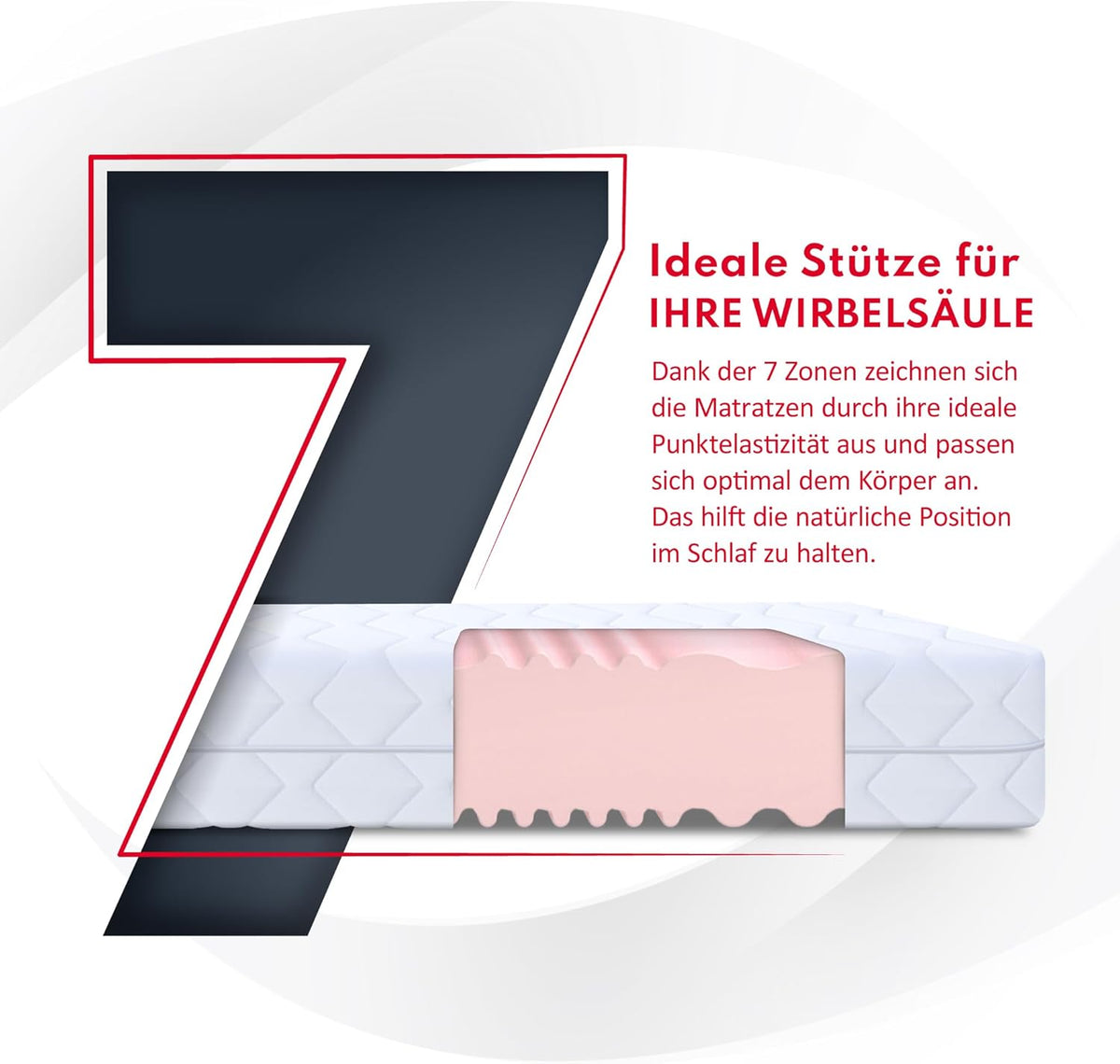 FDM Matras, 120 x 200 cm, hardheid H3 H4, hoogte 24 cm, koudschuimmatras, dubbelzijdige rolmatras, HR-schuim, 7 comfortzones, met hypoallergeen, wasbare jersey overtrek, Oeko-Tex Verdura MAX Plus Plus