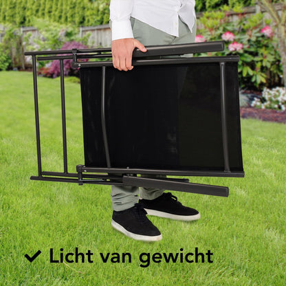Brixy Tuinstoel - 4 Stuks - 7 Verstelbare Standen - Inklapbaar - Tuin of Balkon - Weerbestendig - Textileen - Zwart