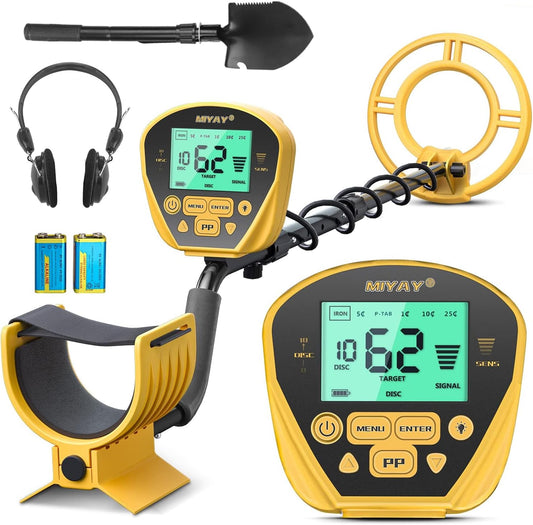 Metaaldetector voor volwassenen - Professionele metaaldetector goud en zilver met LCD-display, hoge nauwkeurigheid waterdicht pinpoint 5 modi, 10 inch spoel lichtgewicht metaaldetectoren steel