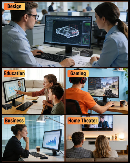 BMAX B8APro Mini PC, AMD Ryzen 7 8745HS (8 Cores, Up to 4.9GHz), 16GB DDR5, 512GB PCIe 4.0 SSD, Radeon 780M Graphics, 8K, Triple Display, TPD 45W, WiFi 6, BT, 2.5G LAN Mini Computer Gaming/Office - QUORE