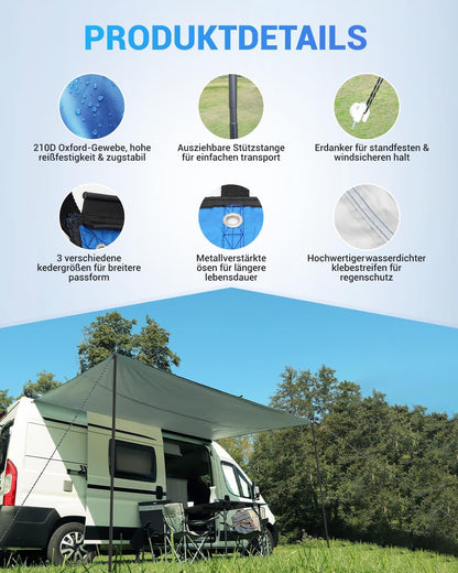 SUPAREE Caravan Luifel Auto Camping Luifels (Blauw, 3.5x2.4m)