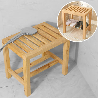 AMSXNOO Bamboe badkamerkruk, Douchekruk Badkruk voor Garderobe Bijzettafel Badkamer Zitbank Spa Sauna, HxBxD: 50 x 42 x 28 cm (Kleur: Natuurlijk, Grootte: 42 x 28 x 50 cm)