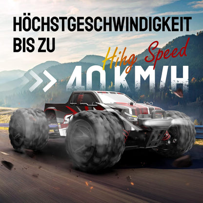 DEERC RC-auto voor kinderen, 1/18 RC-auto 4WD met 40 km/u hoge snelheid, 2 accu's, 2,4 GHz afstandsbediening terreinwagen buiten binnenvoertuig voor jongens en volwassenen
