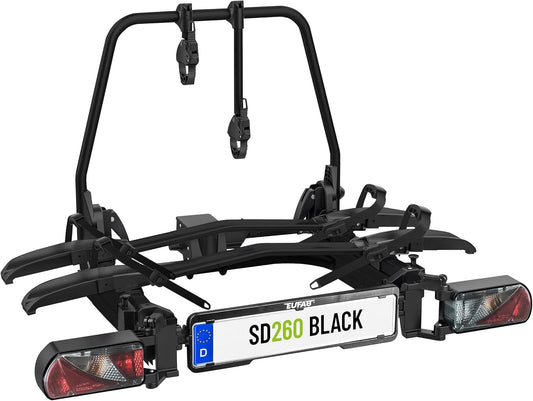 Fietsdrager Busje – Fietsendrager Trekhaak – E-bike Drager Camper – Achterdrager Vleugeldeuren – Draagvermogen 60 kg – Uitschuifbare Rails 85 cm Open