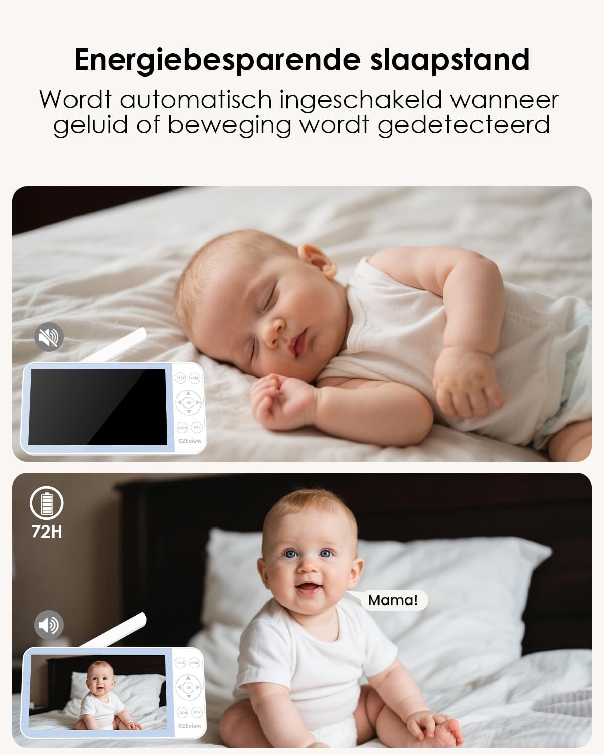Babyfoon – Baby monitor – Kinderbewaking – Babyscanner – Babykijker – Met 2 Camera’s Blauw – 2.5K HD Resolutie – 5,5 Inch HD Scherm