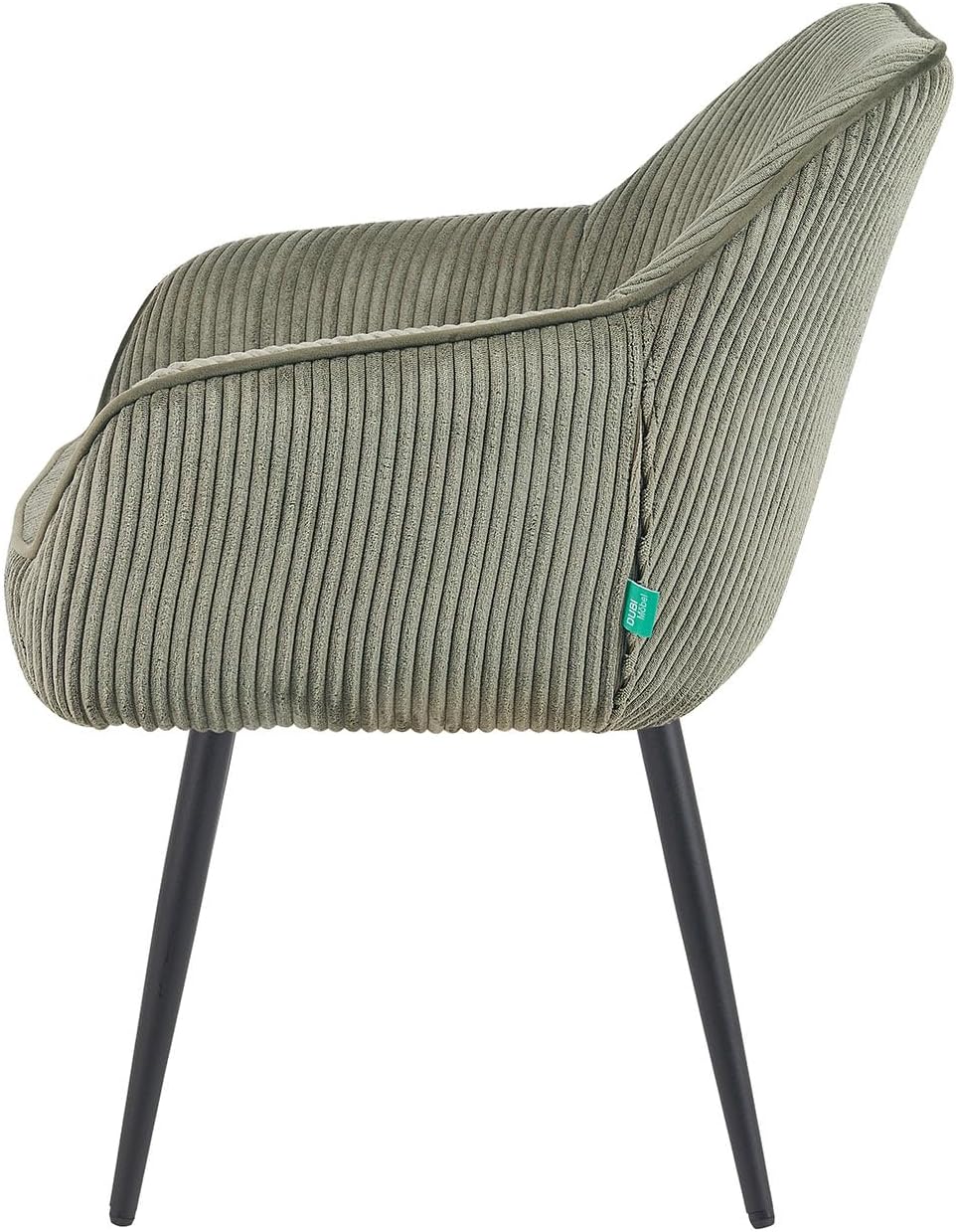 Draaistoel Eetkamerstoel – Stoel – Eetstoel – Zwarte Poten – Groene Bekleding – 360° Draaibaar – Massief Eikenhout Frame