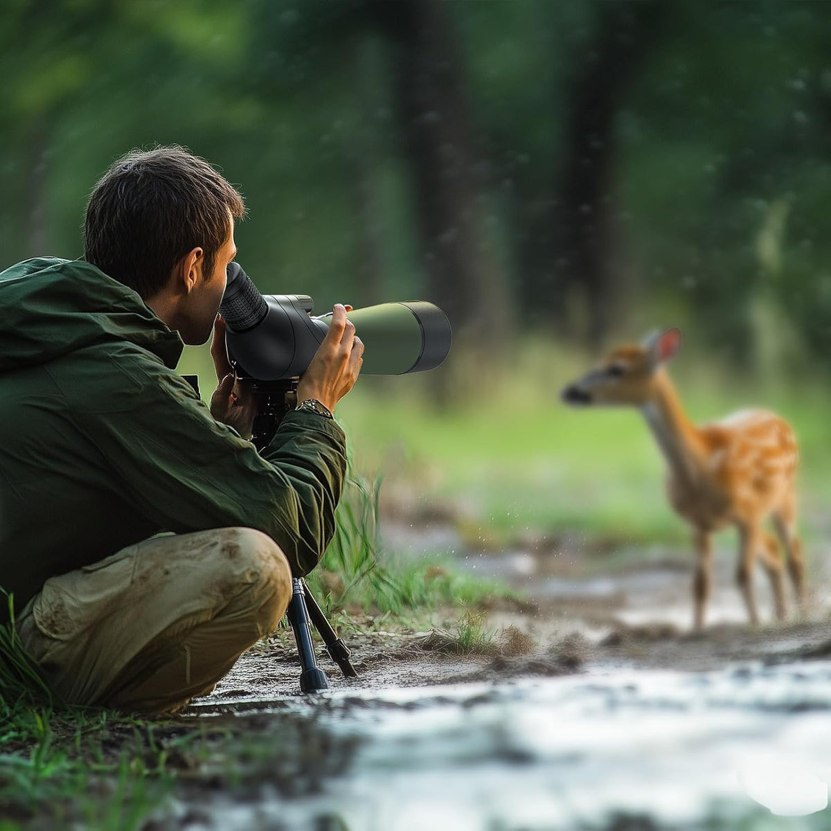 Gosky Bijgewerkt 20-60x80 spotting scope met statief en draagtas en smartphone-adapter - BAK4 schuine telescoop - waterdichte scope voor schieten, jacht, vogelobservatie, natuurlandschap
