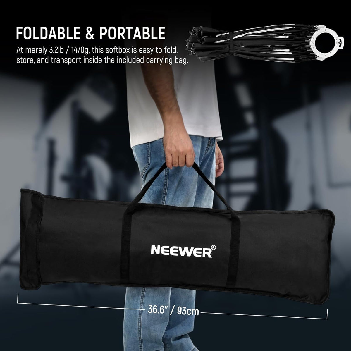 Parabolische Softbox Kit – Softbox – Bowens Softbox – Studio Softbox – Lichtmodifier – 90 Cm Bowens Mount Compatibel – Dubbele Diffusers En Honingraatrooster