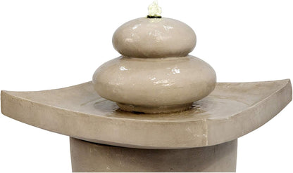 Teamson Home Garden Waterfontein, outdoor dier-zenwaterval en verlichting, 47 x 47 x 62, lichtgrijs