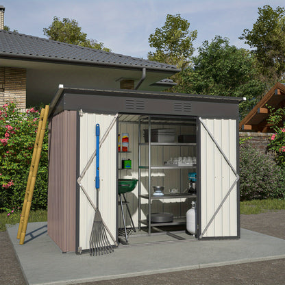 Metalen Opbergschuur – Tuinschuur – Fietsenberging – Tuingereedschapberging – Buitenberging – Verzinkt Staal – Ventilatie – Slot – 243,8x121,9 cm – Afneembaar