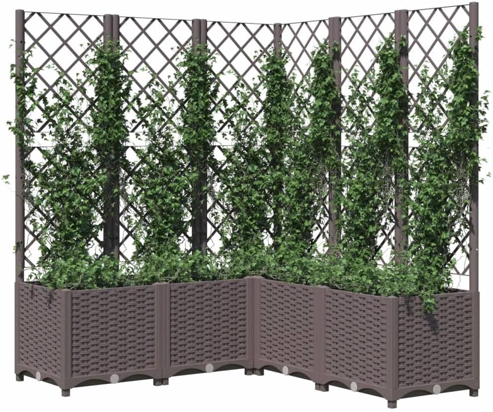 Gecheer Corner Planter with Trellis Polypropylene Brown 120 x 120 x 136 cm with Trellis - QUORE
