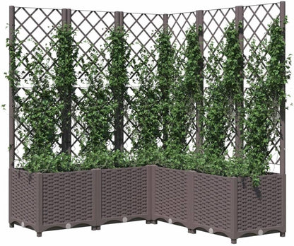 Gecheer Corner Planter with Trellis Polypropylene Brown 120 x 120 x 136 cm with Trellis - QUORE