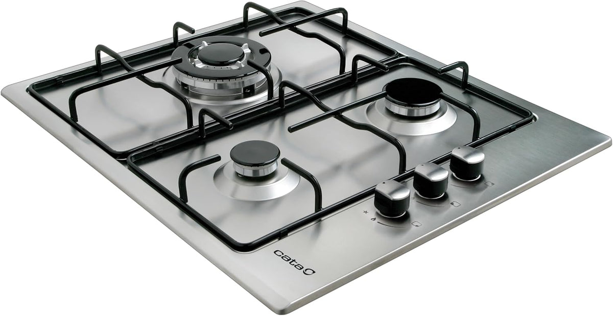 Gaskookplaat – Gasfornuis – Kookplaat – Gaspitten – Gaskooktoestel – 3 Gasbranders – Geïntegreerde Elektrische Ontsteking – Veiligheidsventielen – 58 cm – 6,25 kW