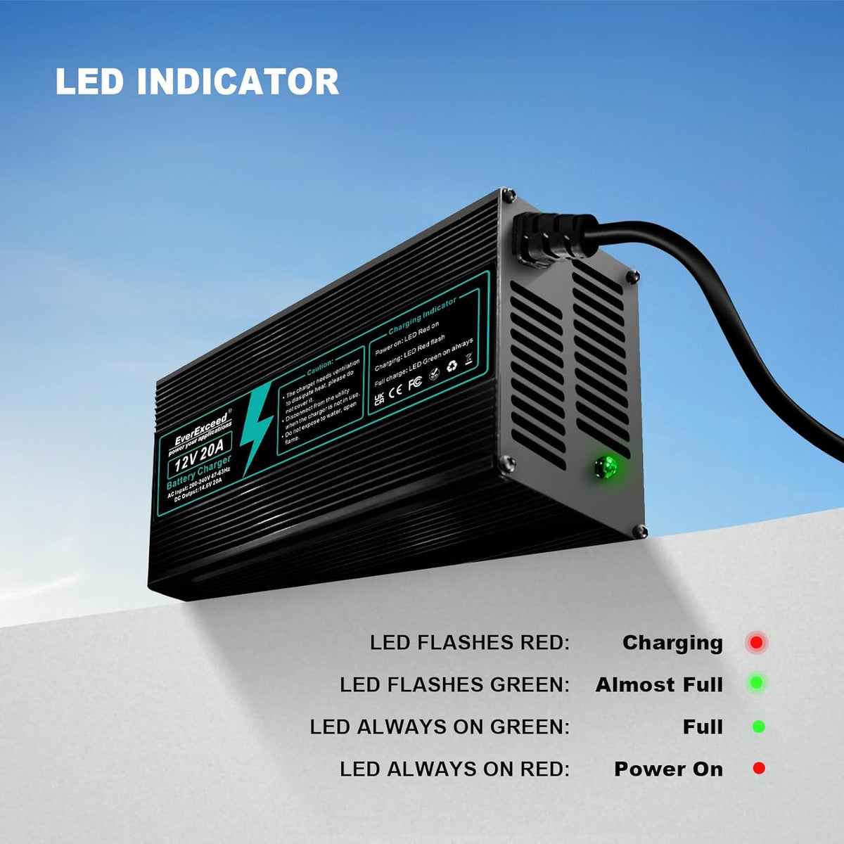 12V 20A LiFePO4 Batterijlader – Lithium Batterij Oplader – Acculader – Lithium Acculader – Camper Batterijlader – Snelle Oplaadtijd – Meervoudige Beveiliging