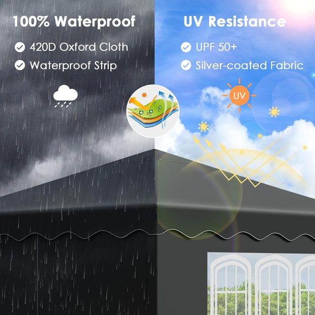 Paviljoen - Tuinpaviljoen - Partytent - Tuintent - Pop-up Kliksysteem - Stabiel - Opvouwbaar - Waterdicht - Winterbestendig -  50+UV-Bescherming - voor Tuin - Buiten - Achtertuin - 420D Oxford - Metalen Frame - 3 x 3 m - Zwart