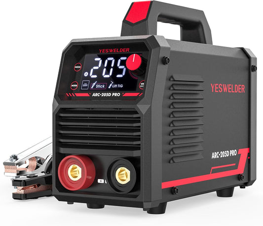 YESWELDER 205Amp ARC Lasser 230V MMA/Lift TIG draagbare Stick Lasser, Grote LED Display Digitale Inverter IGBT Lasmachine met Hot Start Arc kracht, Anti-Stick