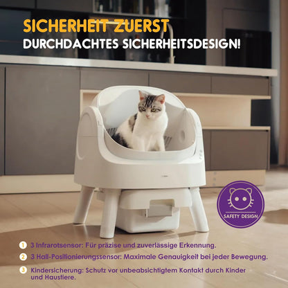 PetPivot Zelfreinigende kattenbak met open design, automatische en handmatige modi, onmiddellijke reiniging en eenvoudig scheppen, ideaal voor grote katten, geschikt voor meerkattenhuishoudens