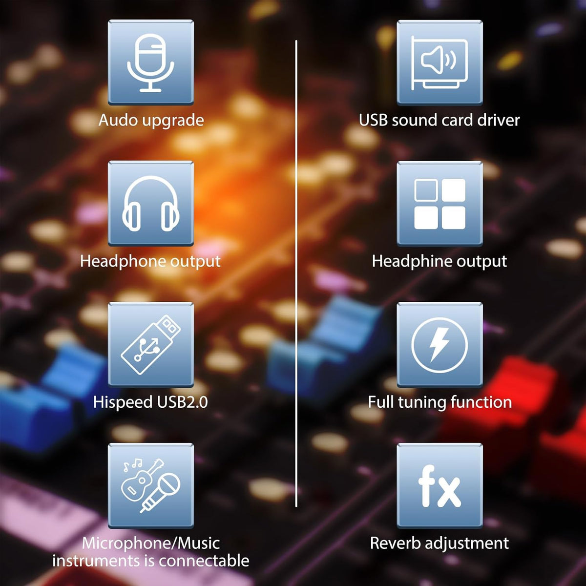 4-kanaals geluidskaart met driverloze audio-interface, USB-geluidskaart 4 ingangen 4 uitgangen, 24 bit/192 kHz 48 V fantoomvoeding voor professionele karaoke-opname