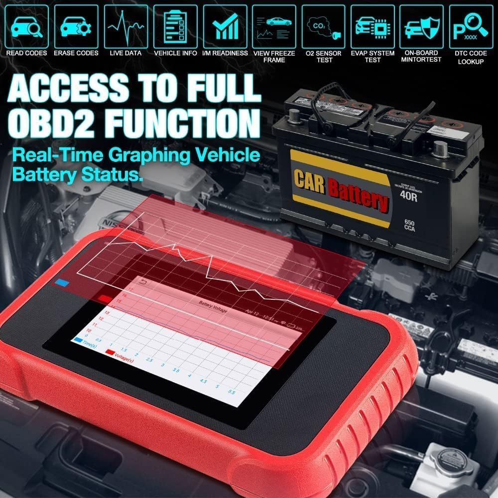 Launch CRP123E V2.0 OBD2 diagnostische apparaat auto uitlezing auto Code Reader voor motor, ABS, SRS, automatische transmissie, 7 resets: ABS ontlucht/olie/SAS/gasklep/PF/EPB etc