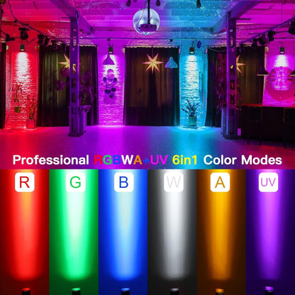 Led-spots, accu, 4 stuks, 108 W, RGBWA-UV podiumverlichting met app-bediening, led-par accu met DMX en afstandsbediening voor party, club, bar, Halloween, Kerstmis