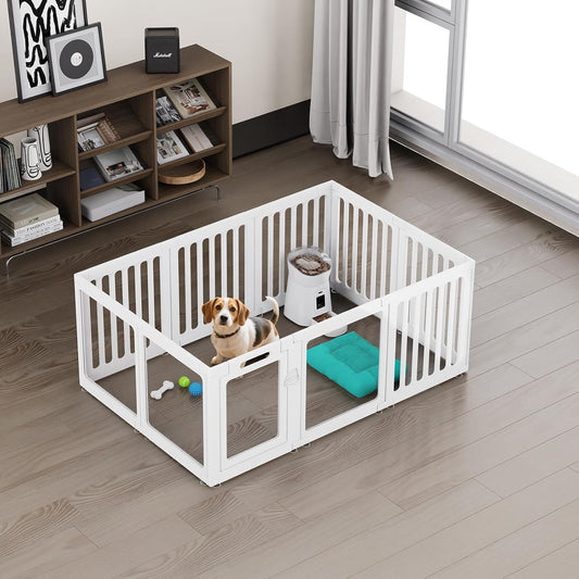 Transparante acryl hondenpen voor binnen, transparante puppybox, plastic huisdierbox voor kleine honden, eenvoudig te monteren en schoon te maken, 10 panelen
