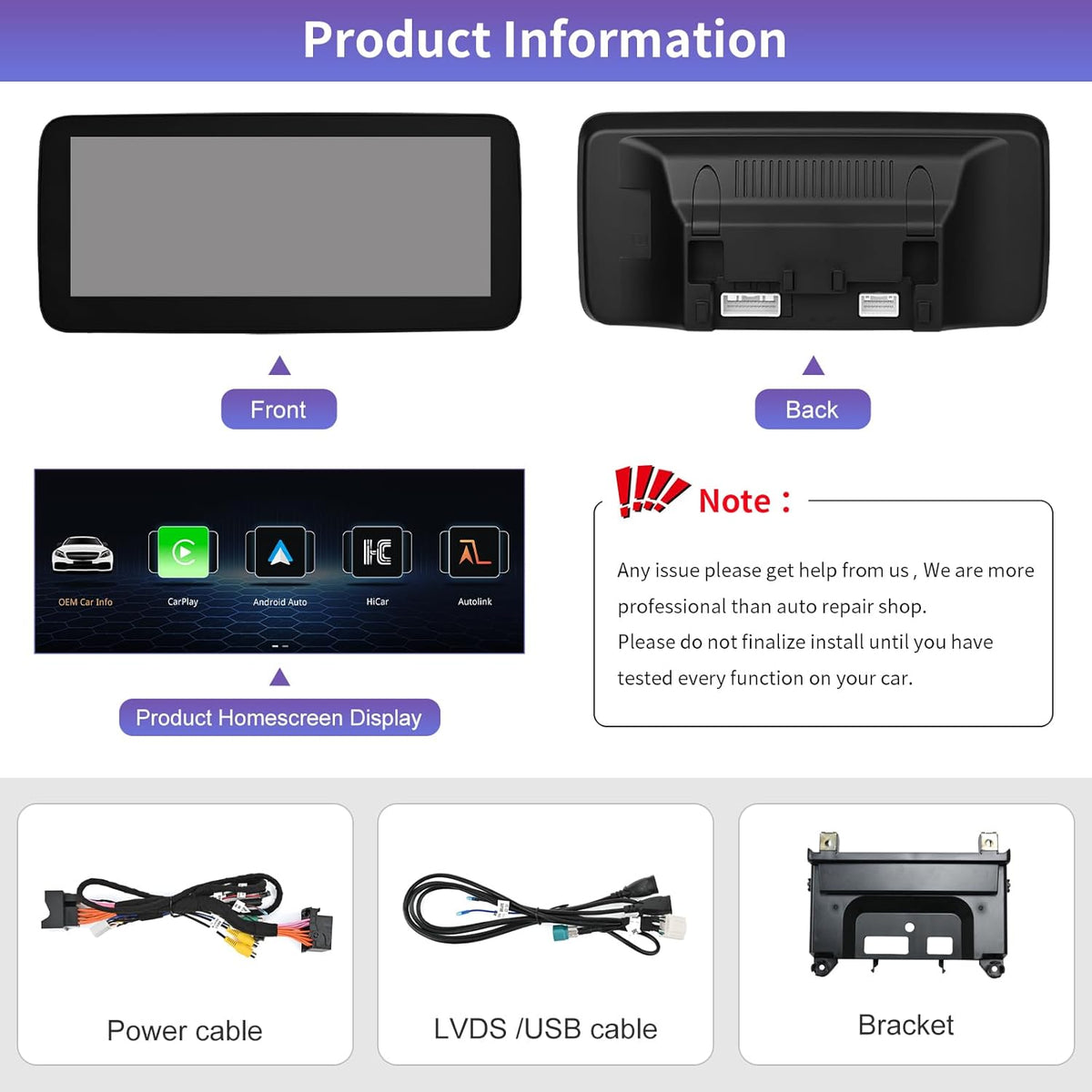 Road Top 10.25 Inch Car Radio Wireless CarPlay Android Car Touch Screen for Mercedes Benz C GLC V Class W205 W447 2016-2018 Year with NTG5.0 System, Support Mirrorlink - QUORE