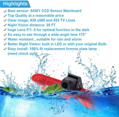 「12 mm lens CMOS achteruitrijcamera + 4,3 inch TFT LCD-scherm monitor」remlicht auto dak achteruitrijcamera voor Peugeot Partner 2 II Tepee Rifter/Citroen Berlingo 3 III 4 IV B9 box vanaf bouwjaar