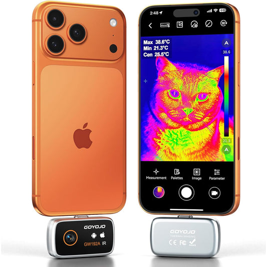 USB-C Warmtebeeldcamera, 192×192 IR-oplossing, 50° Groothoek, Ideaal voor Gebouweninspecties, Elektrische Tests en Pijpleidinginspecties (Compatibel met iOS en Android, Inclusief Lightning-adapter)