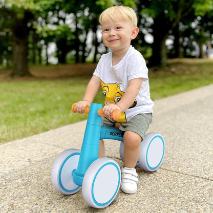 SEREED Baby loopfiets voor 1 jaar oude jongens meisjes 12-24 maanden peuter loopfiets, 4 wielen peuter eerste fiets, eerste verjaardagscadeau