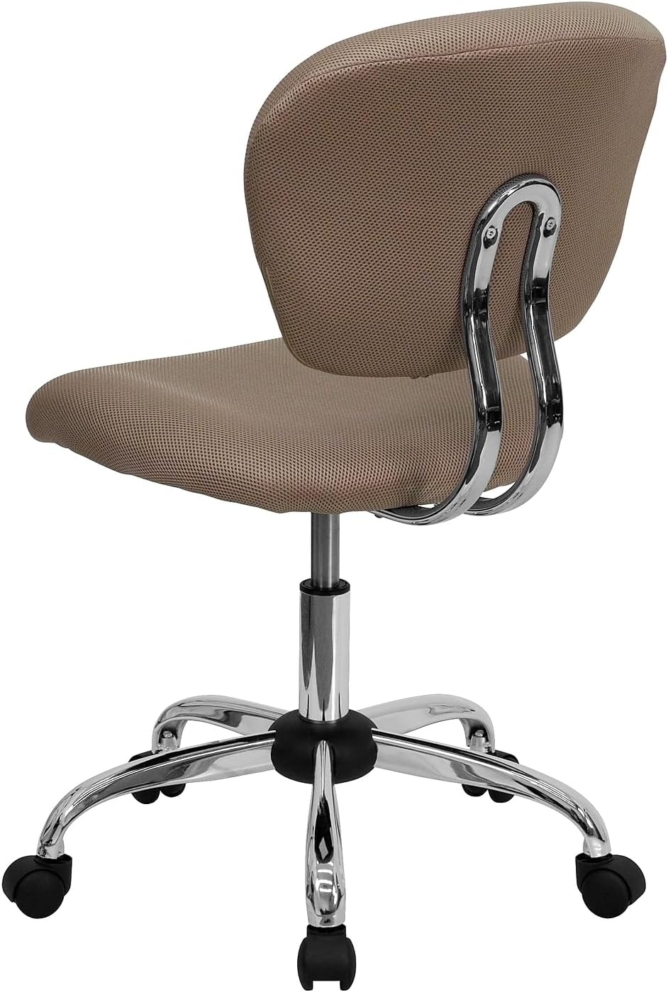Flash Furniture Beverly Bureaustoel met gemiddelde rugleuning, netstof, gewatteerd, met chromen sokkel, koffiebruin