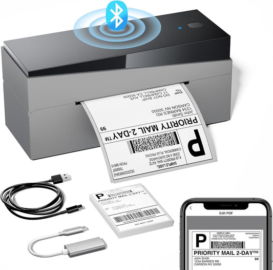 Memoking Bluetooth DHL labelprinter, mobiele Thermo 4 x 6 verzendlabels, printer voor kleine familiebedrijven, 249-BT printer voor eBay, Etsy, UPS, USPS, Amazon, Royal Mail, Hermes, Shopify, FedEx