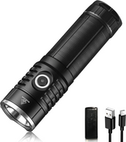 Zaklamp - Tactische Zaklamp - Krachtige - Oplaadbare - Draagbare - met 6 Helderheidsmodi - Li-Ion Batterij - Powerbankfunctie - voor Zoeken - Wandelen - Noodsituatie - 5000Lm - 5V - ‎IPX8 - Zwart