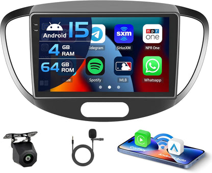 Autoradio – Auto Radio – Multimedia Systeem – Inbouw Radio – 1-DIN Radio – 9-Inch In-Cell Scherm – Android 15 – Draadloze CarPlay & Android Auto