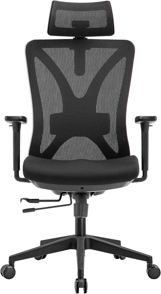 Ergonomische Bureaustoel Voor Volwassenen – Office Chair – Werkstoel – Bureaustoel Zwart – Bureaustoel Met Hoofdsteun – Volledig Verstelbaar – EN-1335 Gecertificeerd