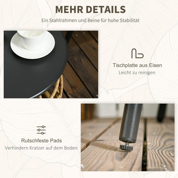 Tuinstoelen - Tuinmeubelen - 3-Delige - Tuin Eettafelstoelen - Inklapbaar Stoelen & Tafel - Weerbestendig - Stabiel - met Kussen - voor Terras - Balkon - Staal - 46 x 37 cm Tafel - 62 x 65 x 78 cm Stoel - Zand/Zwart