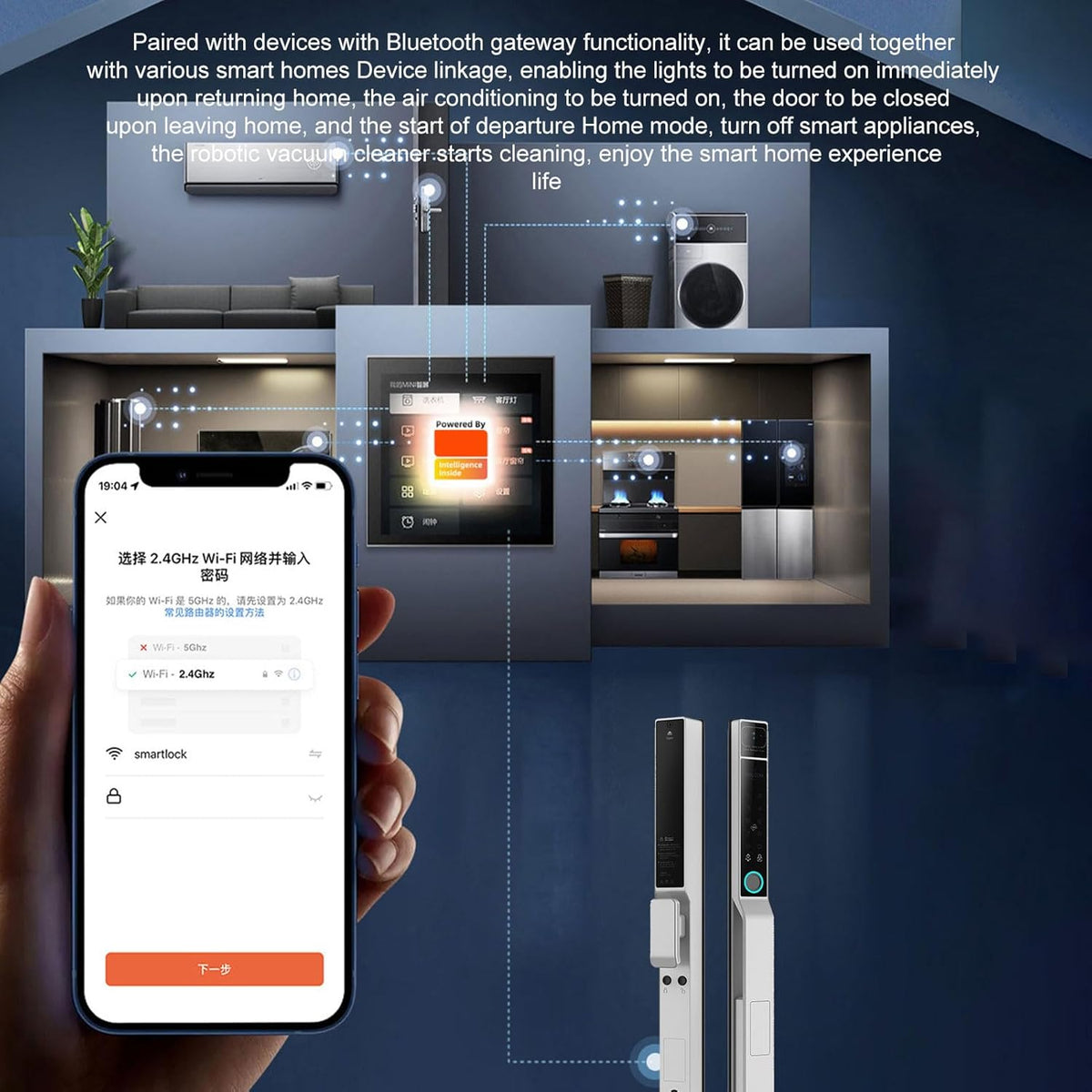 Smart Lock 2,4 GHz WiFi Keyless toegangsdeur slot greep aluminium biometrische deur Ty App voor 40-120 mm dikte kantoor thuis slaapkamerdeur (zwart)
