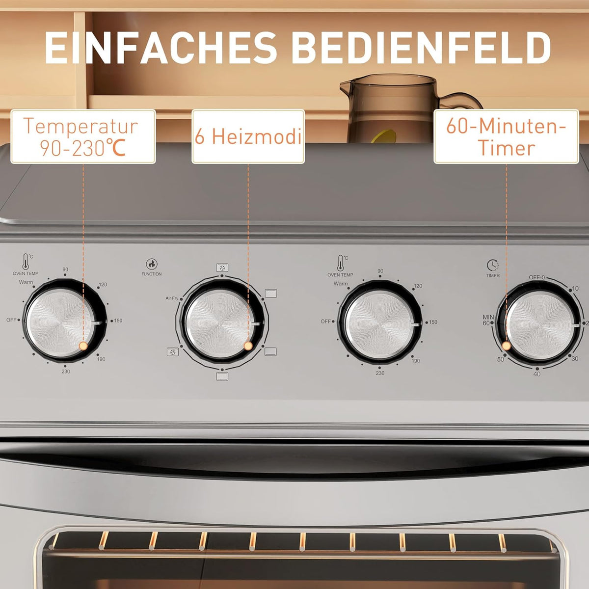 Mini Heteluchtoven – Mini Oven – Convectie Oven – Airfryer – Heteluchtfriteuse – 24 Liter Inhoud – 1600 Watt Vermogen - QUORE